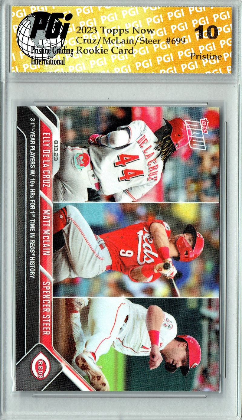 Elly De La Cruz / McLain / Steer 2023 Topps Now #699 PRISTINE Rookie Card PGI 10