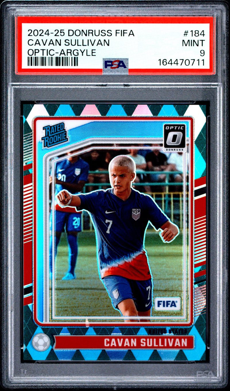Cavan Sullivan Rookie Card 2024 Donruss Optic #184 Argyle, PSA 9, USMNT Soccer