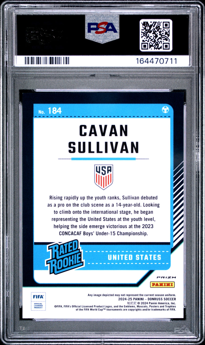 Cavan Sullivan Rookie Card 2024 Donruss Optic #184 Argyle, PSA 9, USMNT Soccer