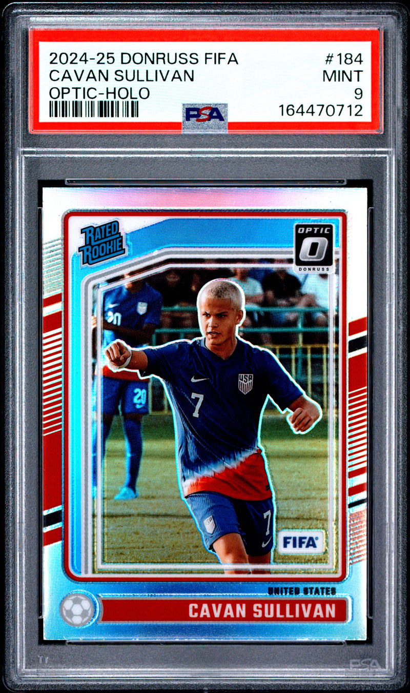 Cavan Sullivan Rookie Card 2024 Donruss Optic #184 Holo, PSA 9, USMNT Soccer