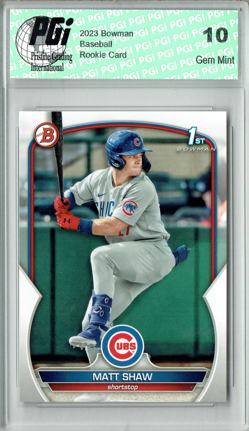 Matt Shaw 2023 1st Bowman #BD33 Chicago Cubs Rookie Card PGI 10