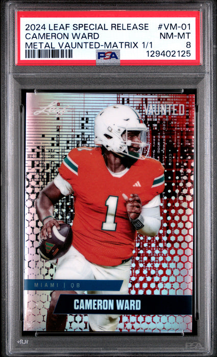 PSA 8 Cam Ward 2024 Leaf Vaunted Metal #VM-01 Matrix 1/1 Rookie Card