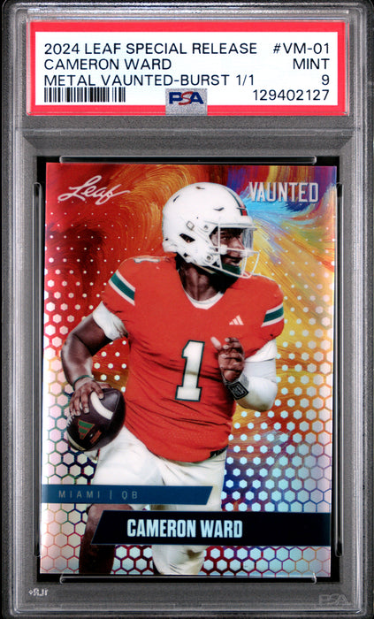 PSA 9 Cam Ward 2024 Leaf Vaunted Metal #VM-01 Burst 1/1 Rookie Card