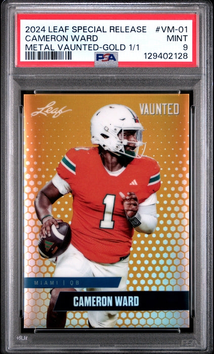 PSA 9 Cam Ward 2024 Leaf Vaunted Metal #VM-01 Gold 1/1 Rookie Card