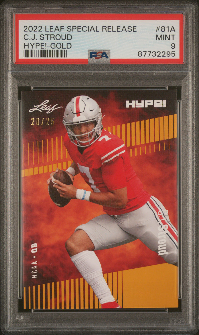 PSA 9 C.J. Stroud 2022 Leaf HYPE #81A Gold #20 of 25 Rookie Card Houston Texans
