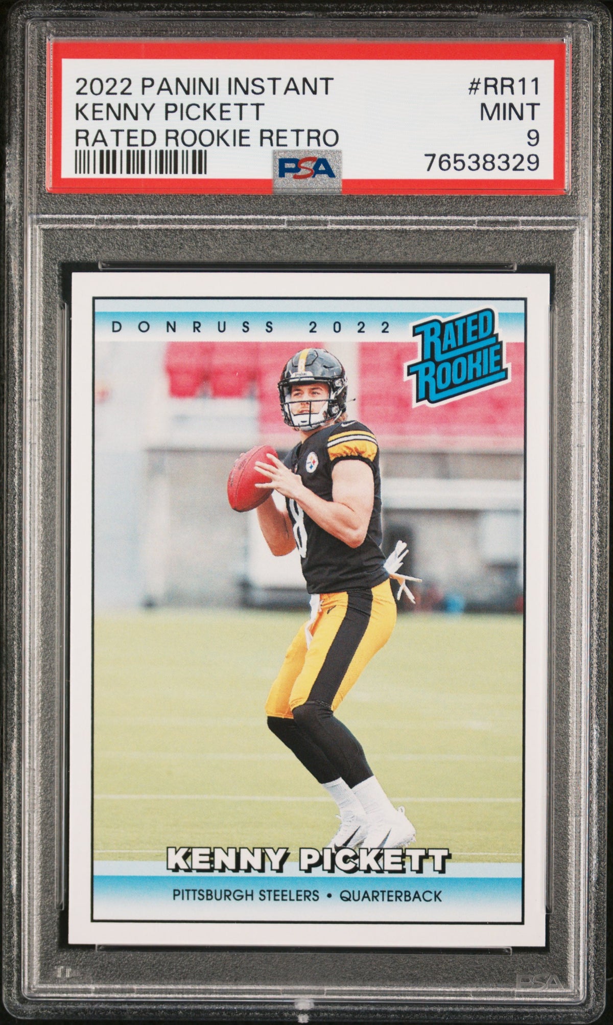 Kenny Pickett 2022 Panini Donruss Blue Press Proof Autograph Rookie Card  #301 PSA/DNA 10 (Yellow)