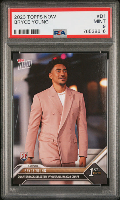 PSA 9 MINT Bryce Young 2023 Topps Now #D1 Rookie Card Draft Night
