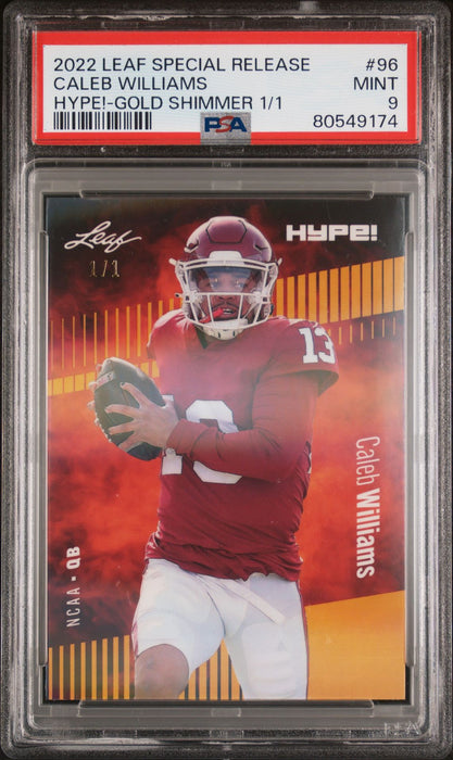 PSA 9 MINT Caleb Williams 2022 Leaf Hype! #96 Gold Shimmer 1/1 Rookie Card