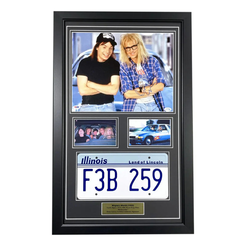 Dana Carvey Signed 8x10 Wayne's World Car License Plate Framed Collage PSA COA Autograph