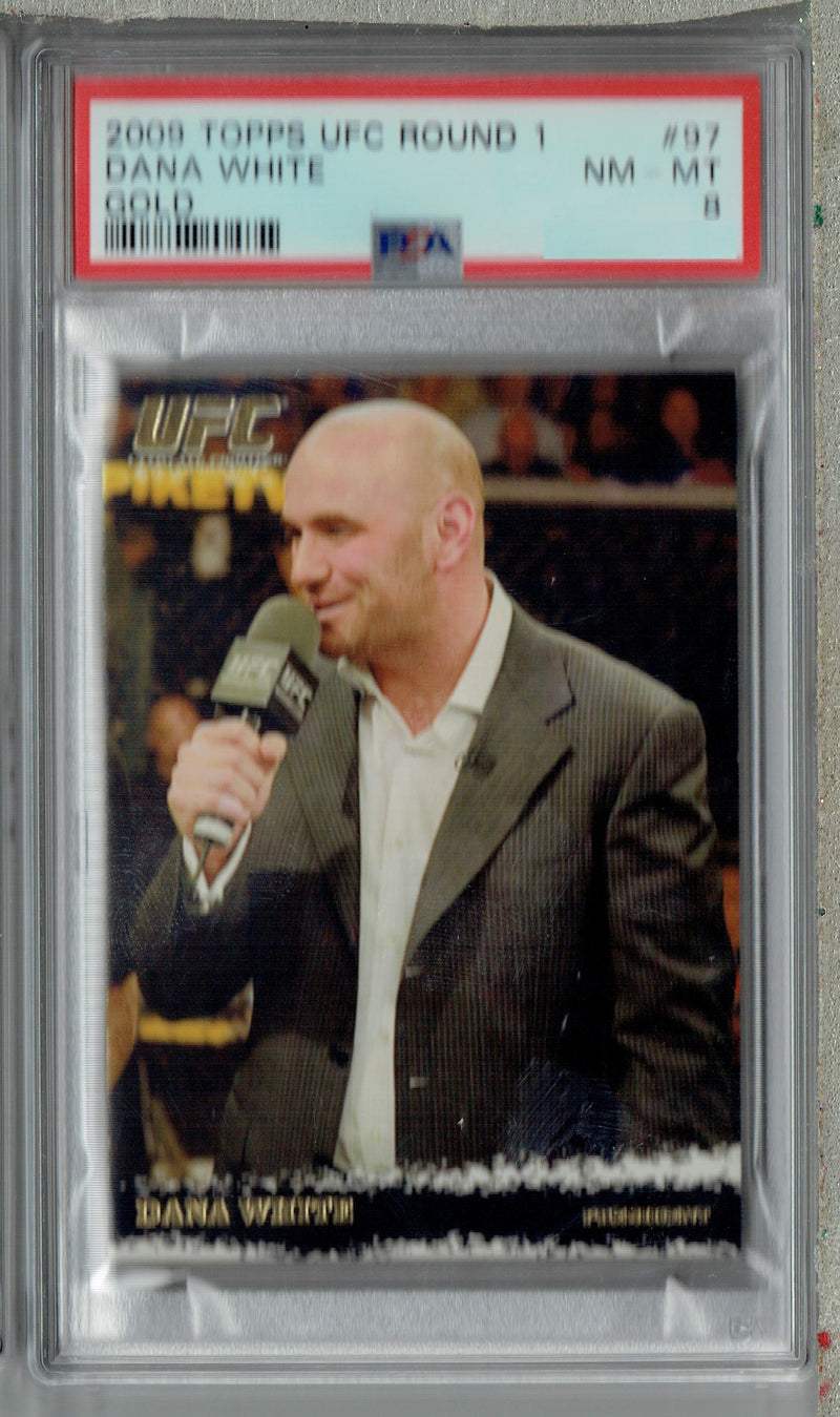 $ PSA 8 NM-MT Dana White 2009 Topps UFC Round 1 #97 Rookie Card Thick Gold SP