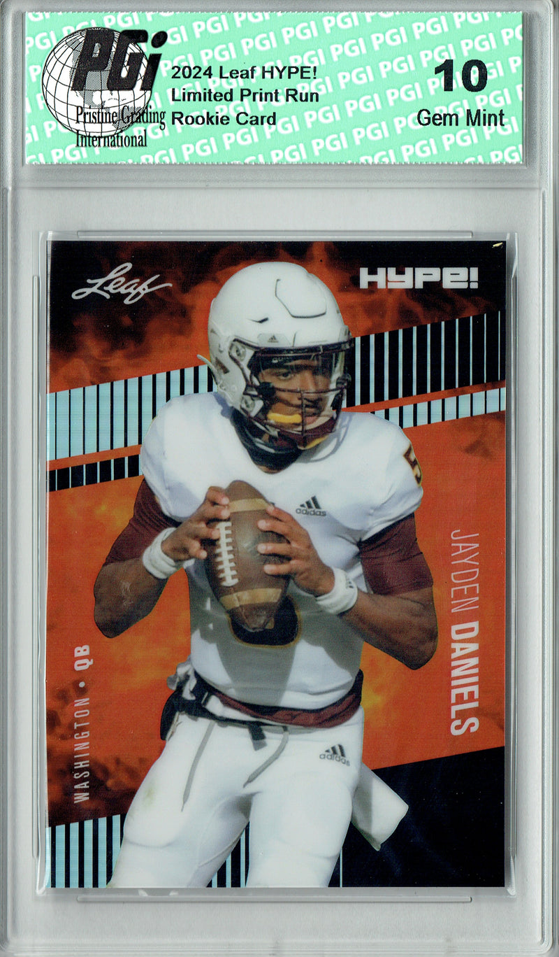 Jayden Daniels Rookie Card Pro Football 2024 Leaf HYPE! Metal #HM-07 Black Only 7 Made PGI 10 Gem Mint