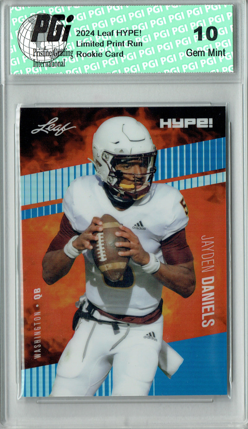 Jayden Daniels Rookie Card Pro Football 2024 Leaf HYPE! Metal #HM-07 Blue Only 20 Made PGI 10 Gem Mint