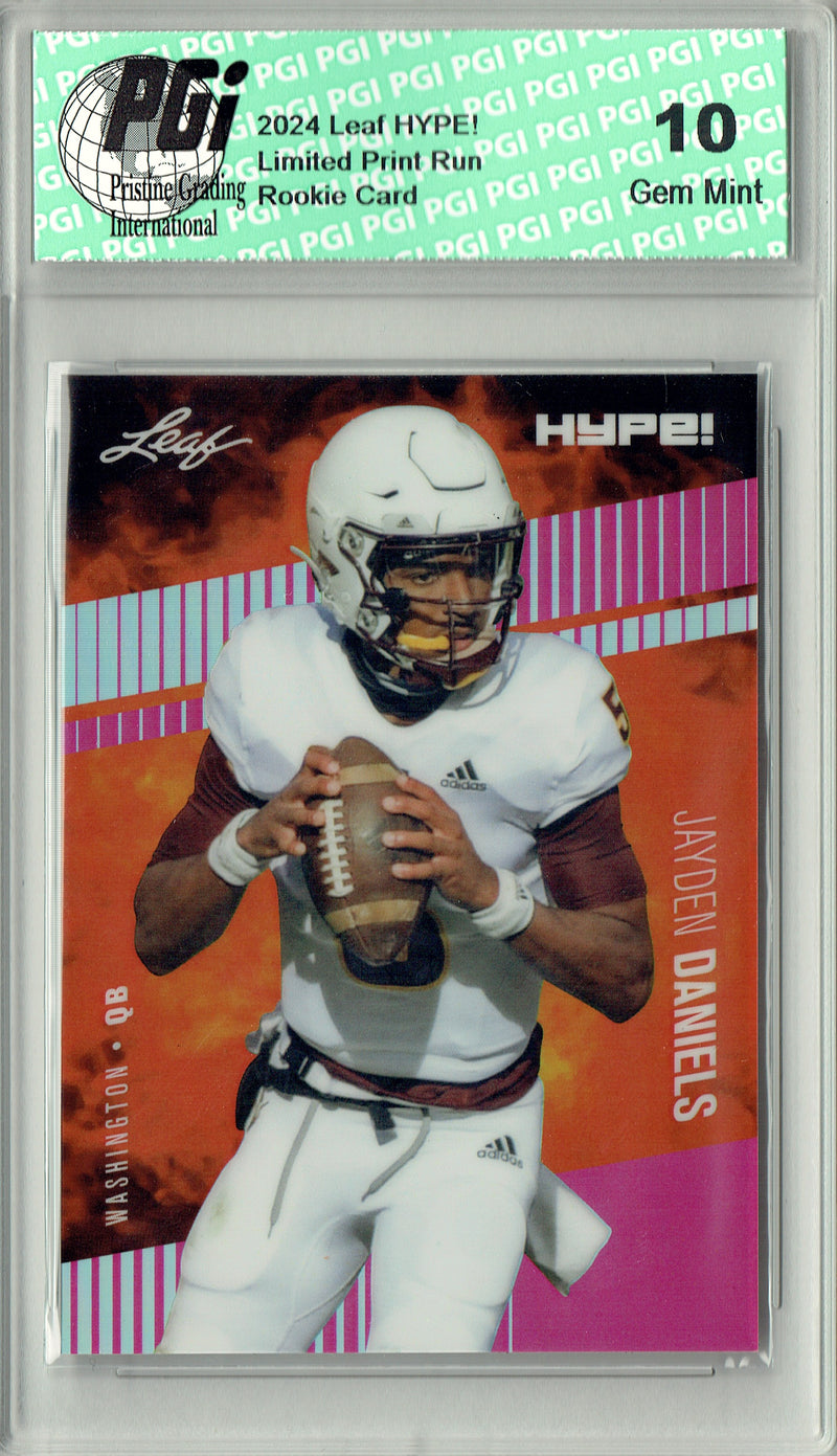 Jayden Daniels Rookie Card Pro Football 2024 Leaf HYPE! Metal #HM-07 Pink Only 10 Made PGI 10 Gem Mint