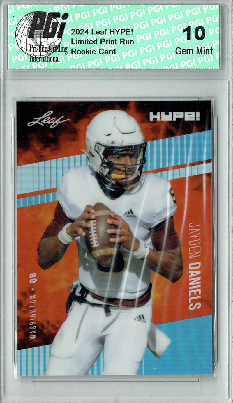 Jayden Daniels Rookie Card 2024 Leaf HYPE! #HM-07 Metal 1/1 Platinum, PGI 10, Washington Commanders Football