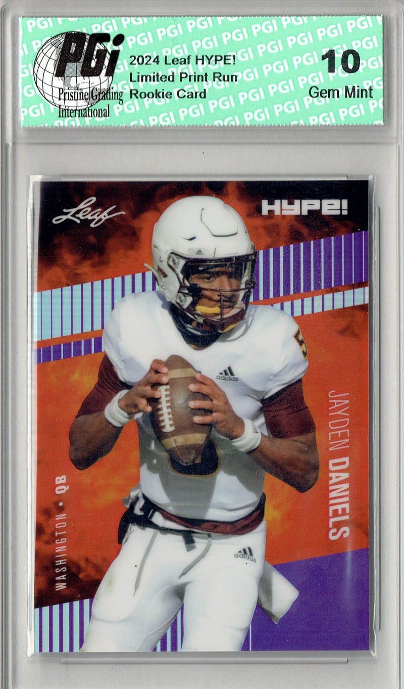 Jayden Daniels 2024 Leaf HYPE! Metal #HM-07 Purple Only 15 Made Rookie Card PGI 10