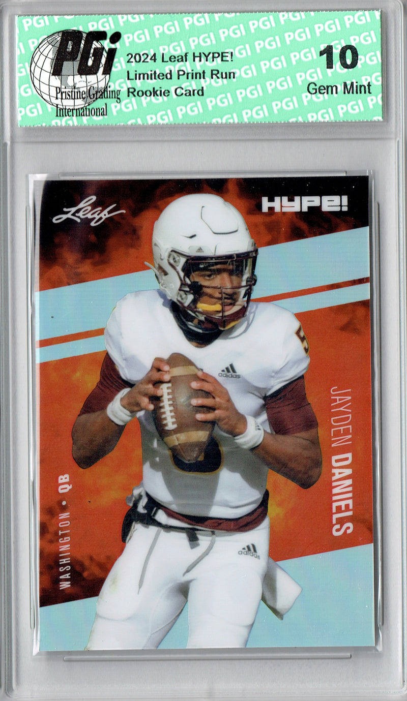 Jayden Daniels Rookie Card Pro Football 2024 Leaf HYPE! Metal #HM-07 Silver Only 25 Made PGI 10 Gem Mint