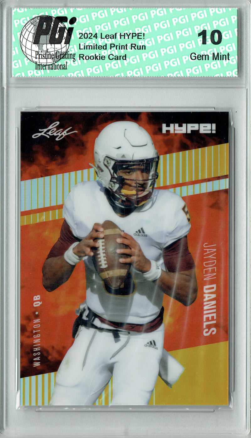 Jayden Daniels Rookie Card 2024 Leaf HYPE! #HM-07 Metal 1/1 Gold, PGI 10, Washington Commanders Football