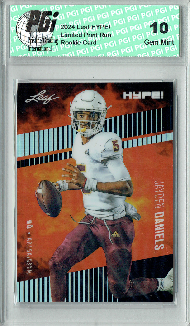 Jayden Daniels Rookie Card Pro Football 2024 Leaf HYPE! Metal #HM-08 Black Only 7 Made PGI 10 Gem Mint