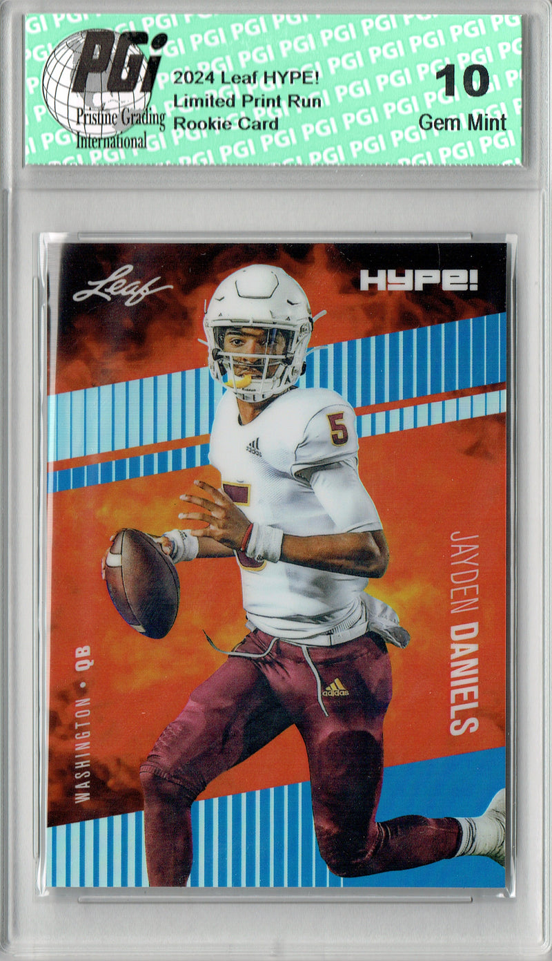 Jayden Daniels Rookie Card Pro Football 2024 Leaf HYPE! Metal #HM-08 Blue Only 20 Made PGI 10 Gem Mint