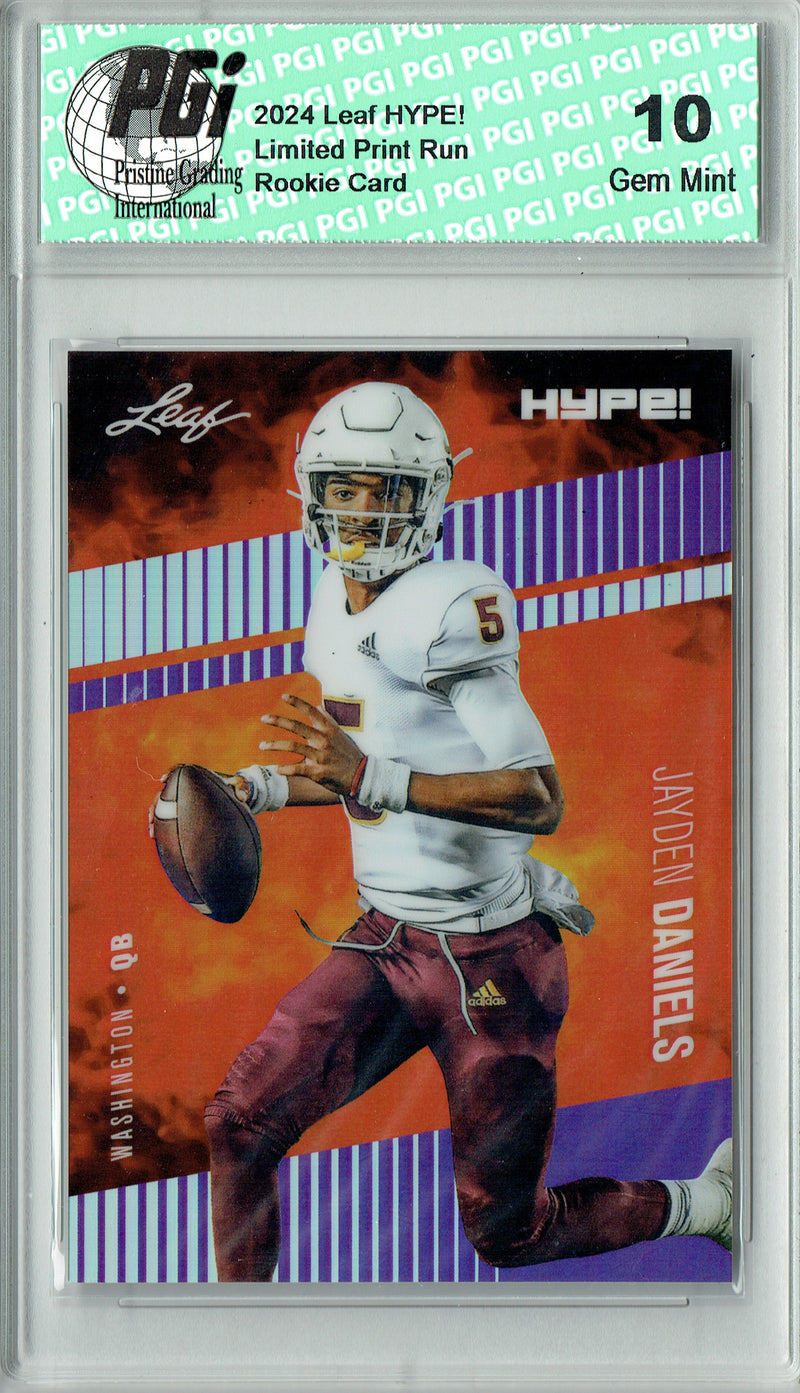 Jayden Daniels 2024 Leaf HYPE! Metal #HM-08 Purple Only 15 Made Rookie Card PGI 10