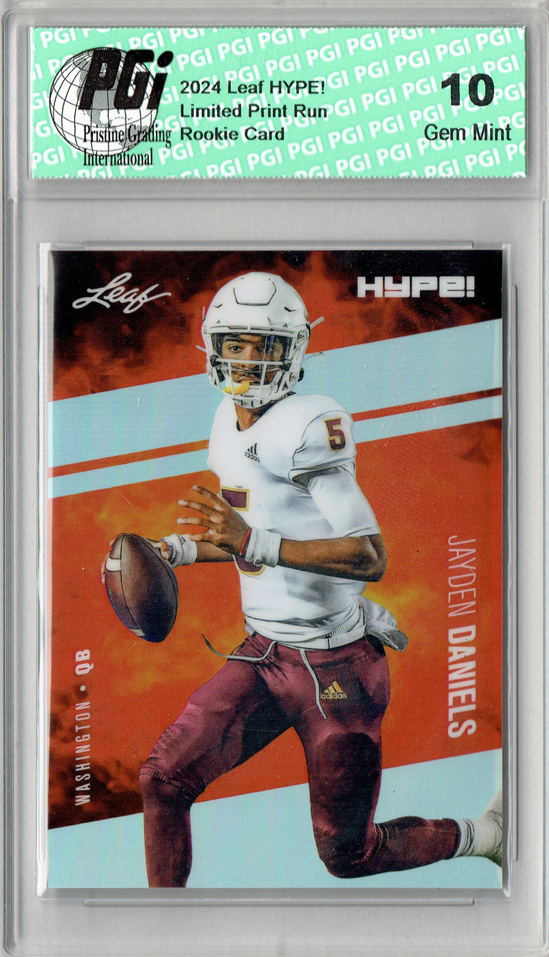 Jayden Daniels Rookie Card Pro Football 2024 Leaf HYPE! Metal #HM-08 Silver Only 25 Made PGI 10 Gem Mint