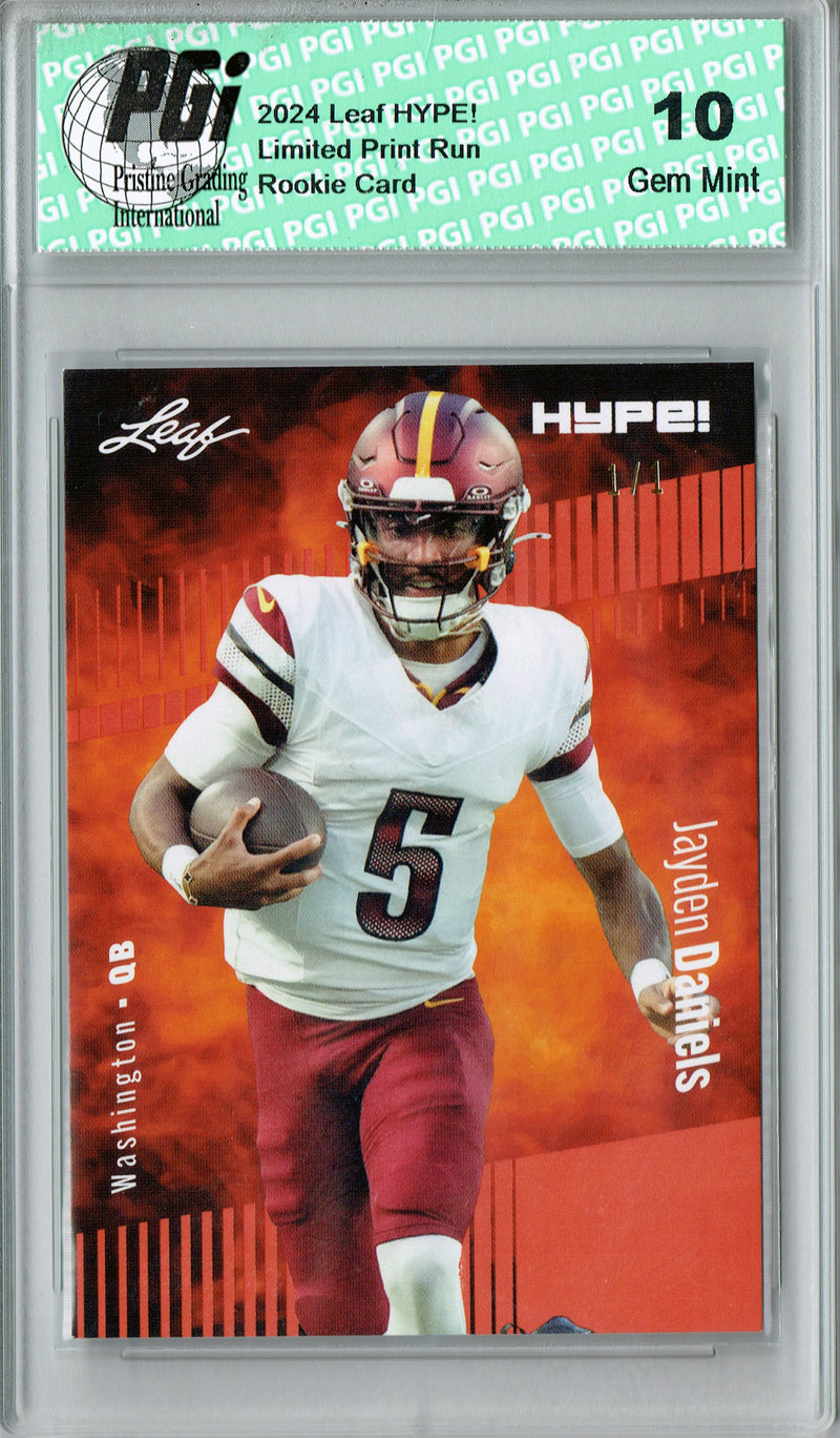 Jayden Daniels Rookie Card Washington PGI 10 Gem Mint Football Trading Card 2024 Leaf HYPE! #147 Masterpiece 1 of 1