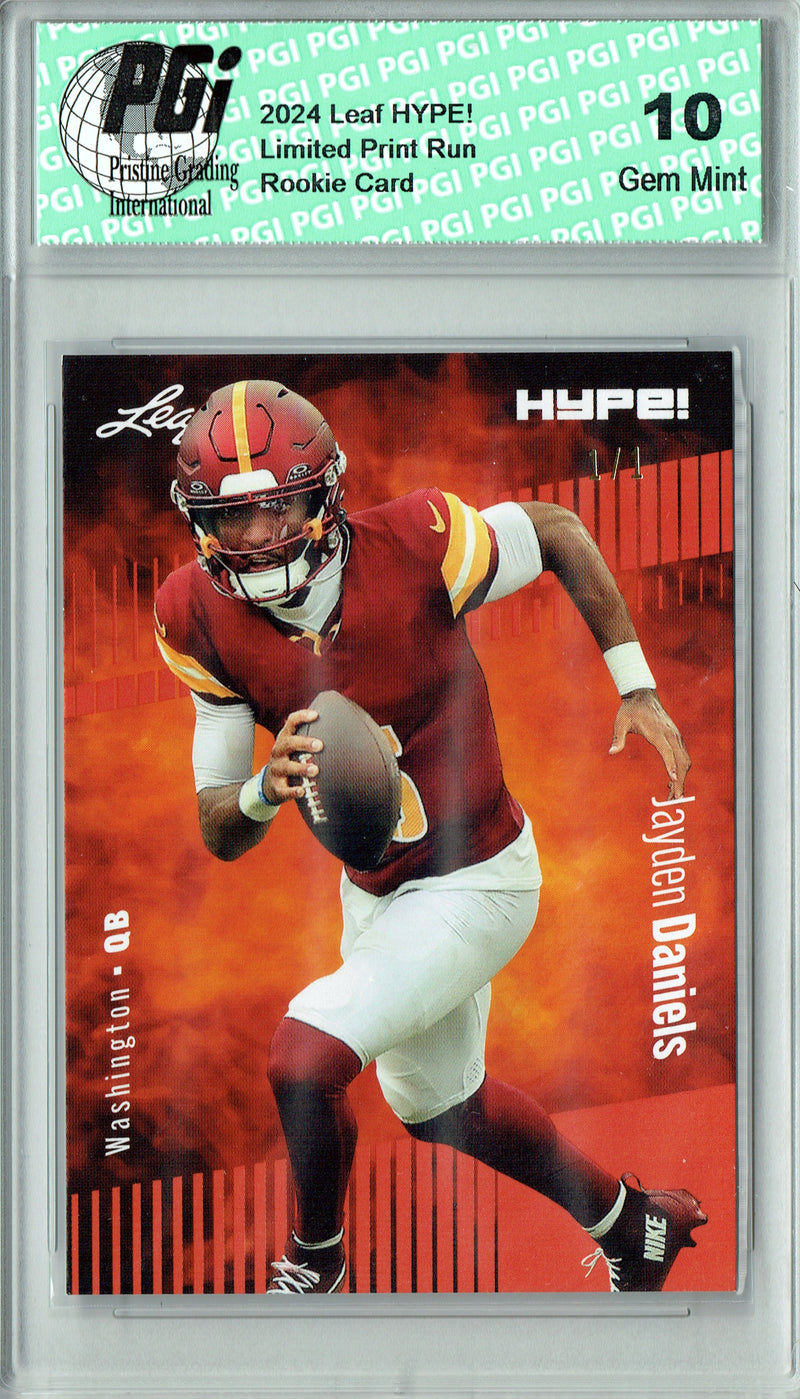 Jayden Daniels Rookie Card Washington PGI 10 Gem Mint Football Trading Card 2024 Leaf HYPE! #147A Masterpiece 1 of 1