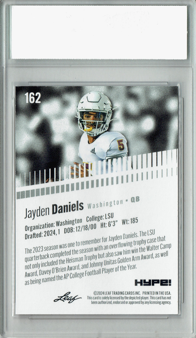 Jayden Daniels 2024 Leaf HYPE! #162 Red SP 5 Made Rookie Card PGI 10