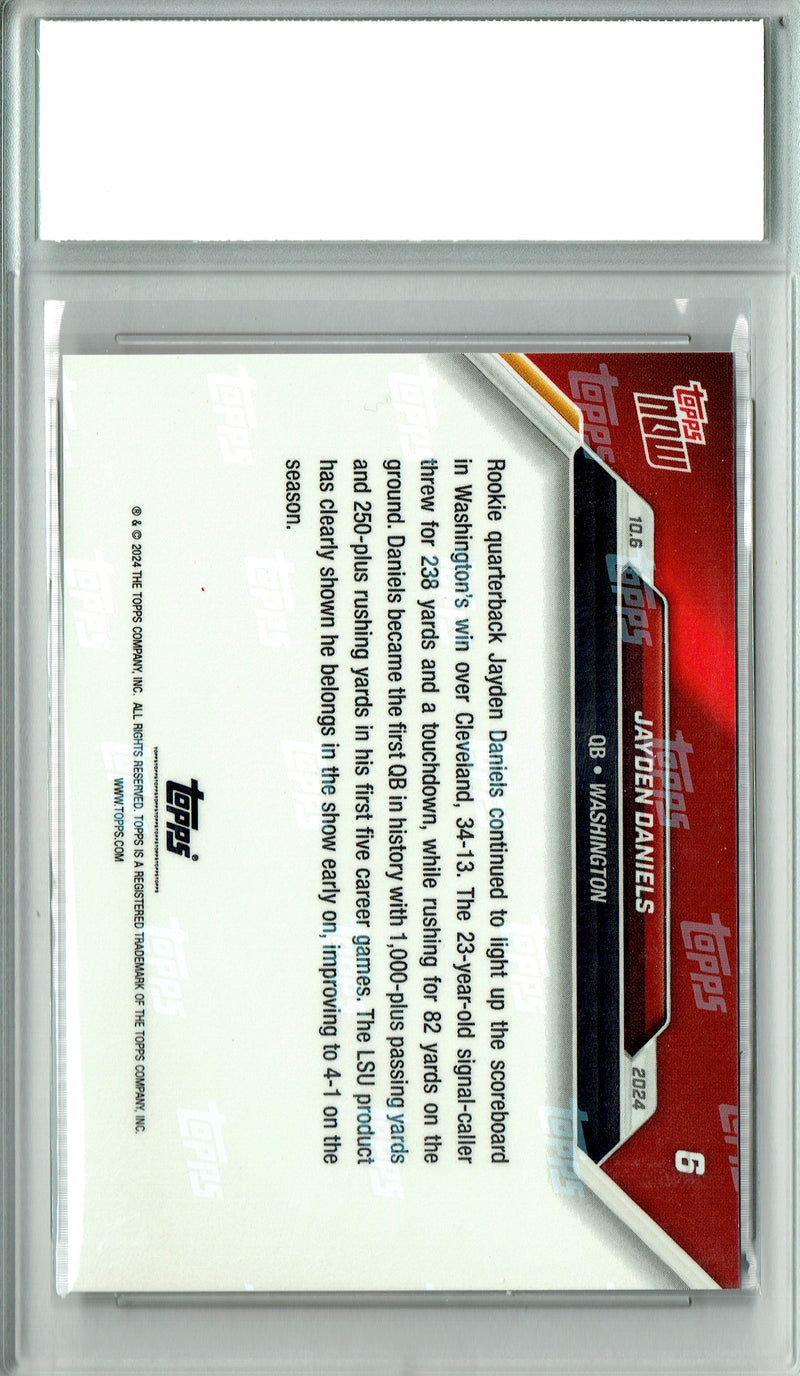 Jayden Daniels Rookie Card 2024 Topps Now #6 PRISTINE, PGI 10, Washington Commanders Football