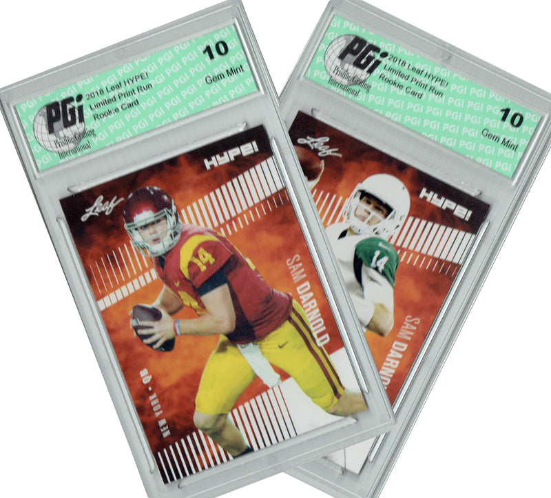 Sam Darnold Rookie Card New York PGI 10 Gem Mint Football Trading Card 2018 Leaf HYPE! #4 2 Card Lot