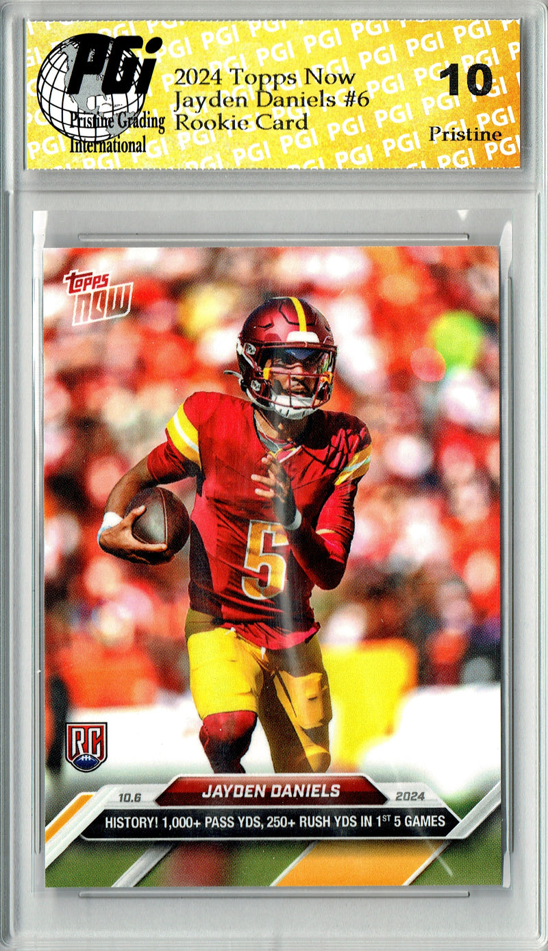 Jayden Daniels Rookie Card 2024 Topps Now #6 PRISTINE, PGI 10, Washington Commanders Football