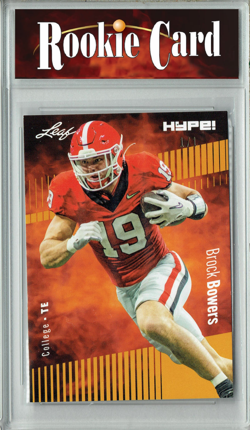 Brock Bowers Rookie Card Las Vegas Football Trading Card 2023 Leaf HYPE! #104A Gold Blank Back 1/1  Certified Mint+