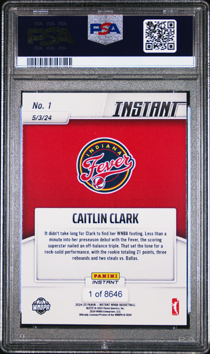 PSA 10 Caitlin Clark 2024 Panini Instant #1 Her Pro Debut! Rookie Card