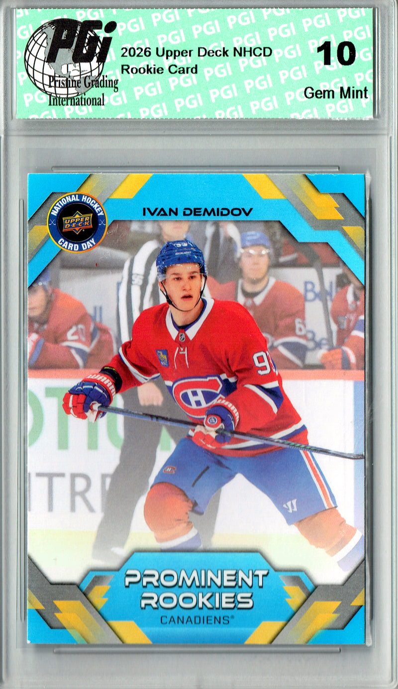 Ivan Demidov Rookie Card 2026 Upper Deck #NHCD-1 National Hockey Card Day, PGI 10, Montreal Canadiens Hockey