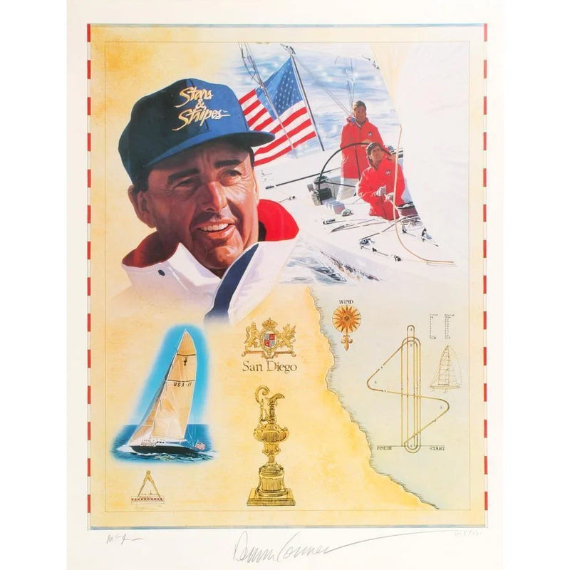 Dennis Conner Signed America's Cup Lithograph Photo JSA COA #D/500 Sailing Auto