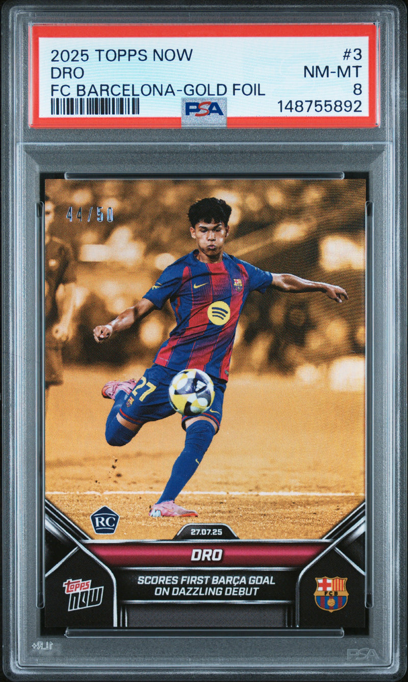 PSA 8 Dro Fernandez 2025 Topps Now #3 #44/50 Gold Foil Rookie Card Barcelona