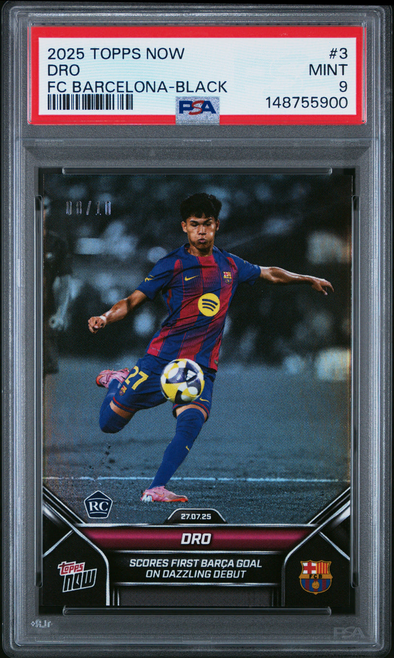 PSA 9 Dro Fernandez 2025 Topps Now #3 Black Foil #8/10 Rookie Card Barcelona