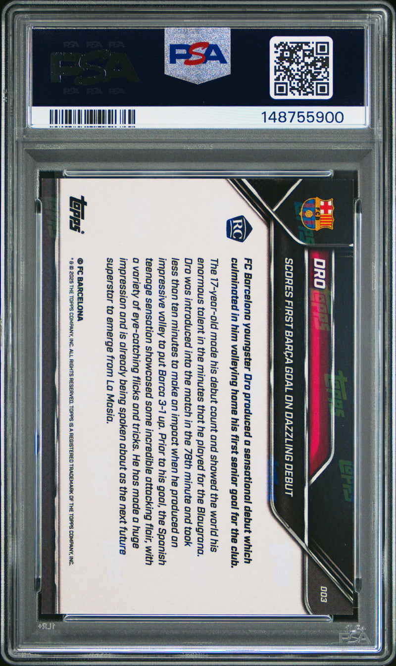 PSA 9 Dro Fernandez 2025 Topps Now #3 Black Foil #8/10 Rookie Card Barcelona