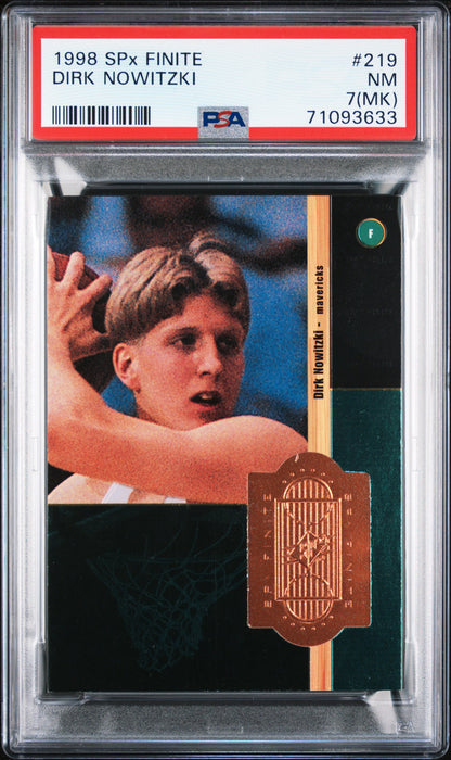 PSA 7 NM Dirk Nowitzki 1998 SPx Finite #219 Rookie Card