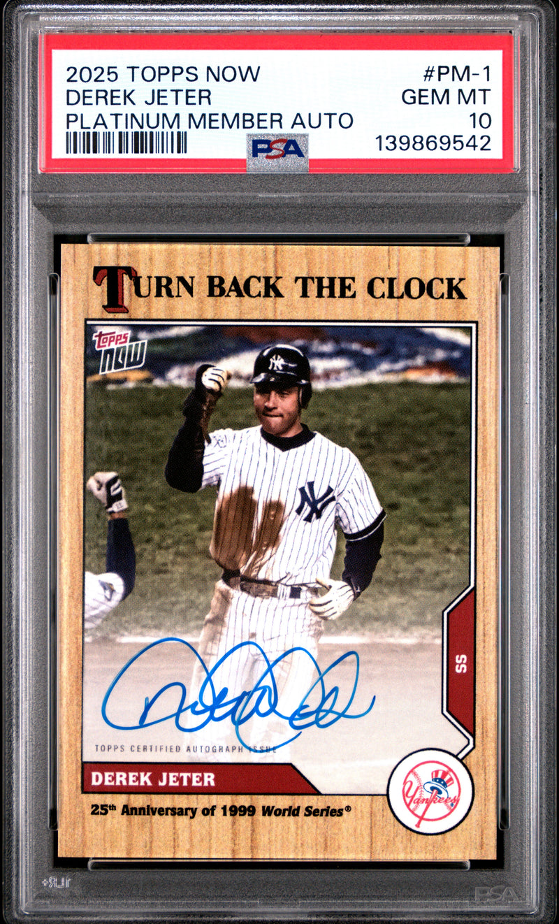 PSA 10 Derek Jeter 2024 Topps Now #PM-1 Turn Back the Clock Platinum Member Auto Rare Trading Card New York Yankees