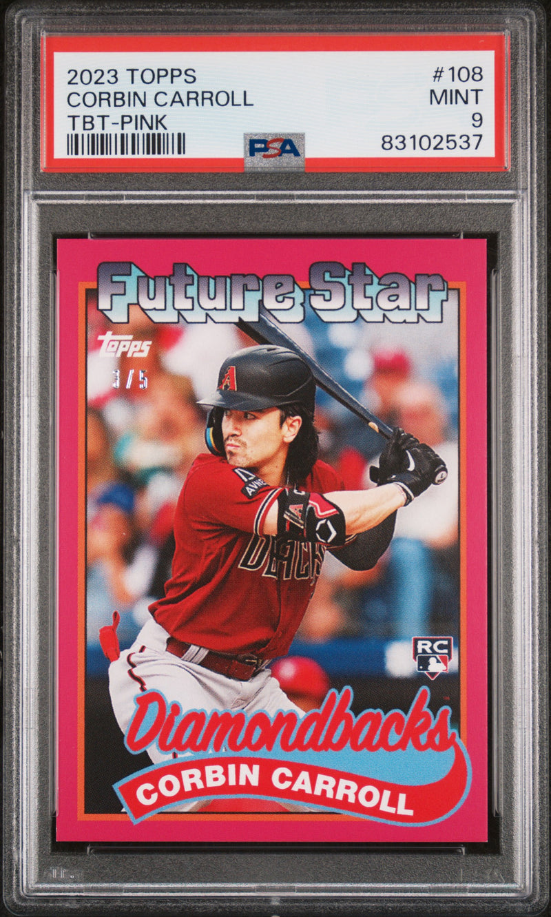 Corbin Carroll PSA 10 2023 Topps Throwback #108 Rookie Card Pink SP #/5