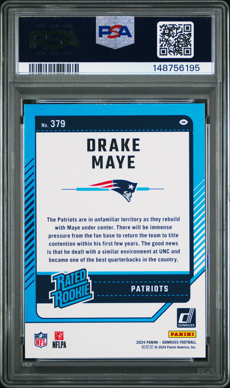 PSA 8 Drake Maye 2024 Donruss #379 Rookie Card New England Patriots