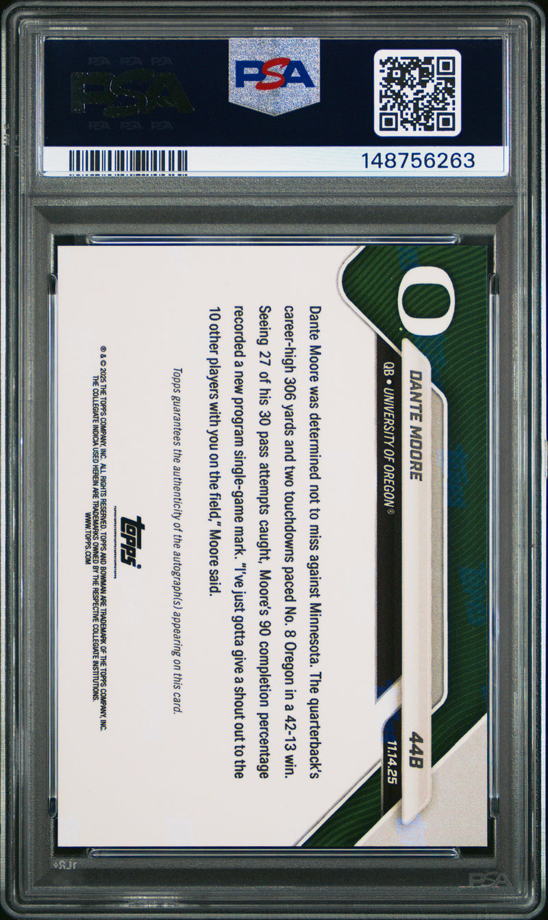 PSA 9 Dante Moore 2025 Bowman University Now #44B Red Auto #4/5 Rookie Card Oregon