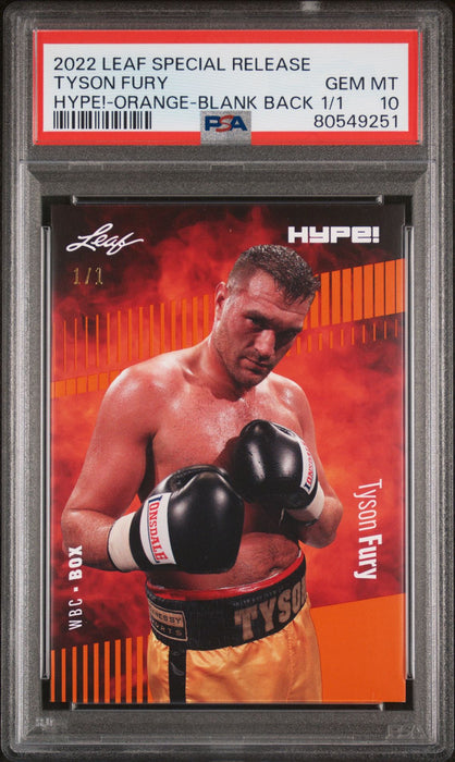 PSA 10 Tyson Fury 2022 Leaf Hype! #93 Orange Blank Back 1/1 Rare Trading Card