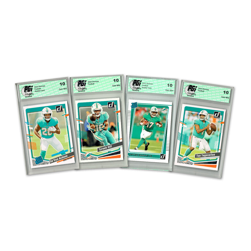 4) Miami Dolphins PGI 10 Donruss Football 2024 Graded Trading Card Team Set