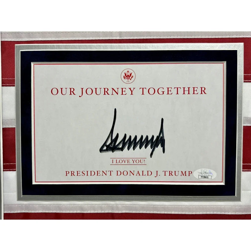 Donald Trump Autographed 2025 Inauguration USA Flag Framed W/ Actual WaPo Newspaper JSA COA
