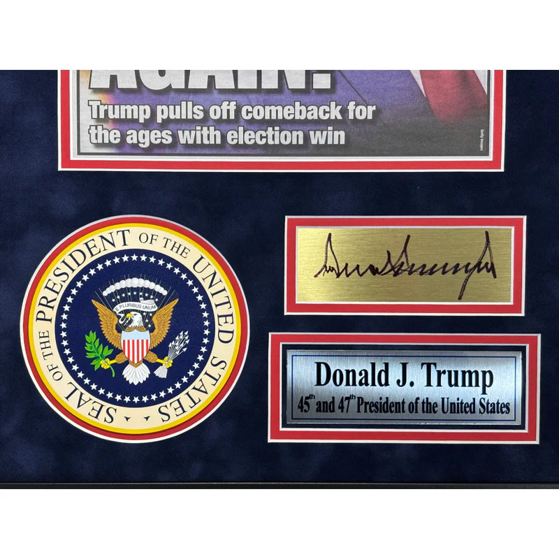 Donald Trump Framed Original 2024 Presidential Election NY Post Newspaper 11/6 Facs Autograph