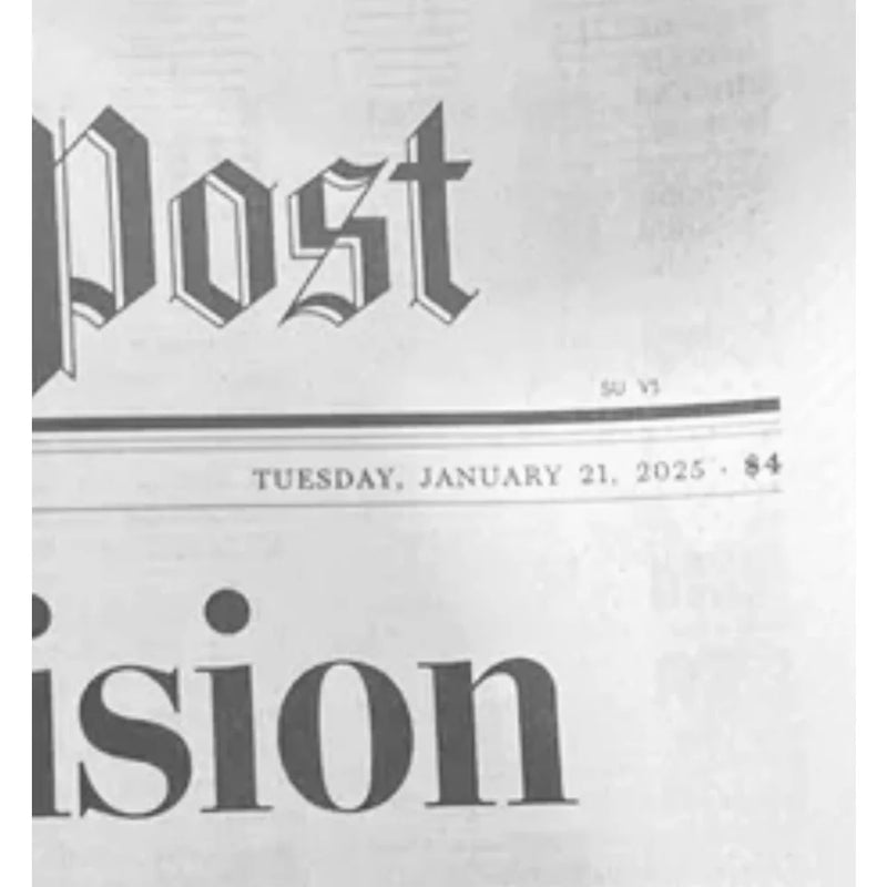 Donald Trump Original 2025 Presidential Inauguration Washington Post Newspaper Framed