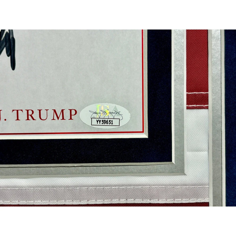 Donald Trump Signed USA Flag Framed with Butler, PA Newspaper JSA Assassination Autographed