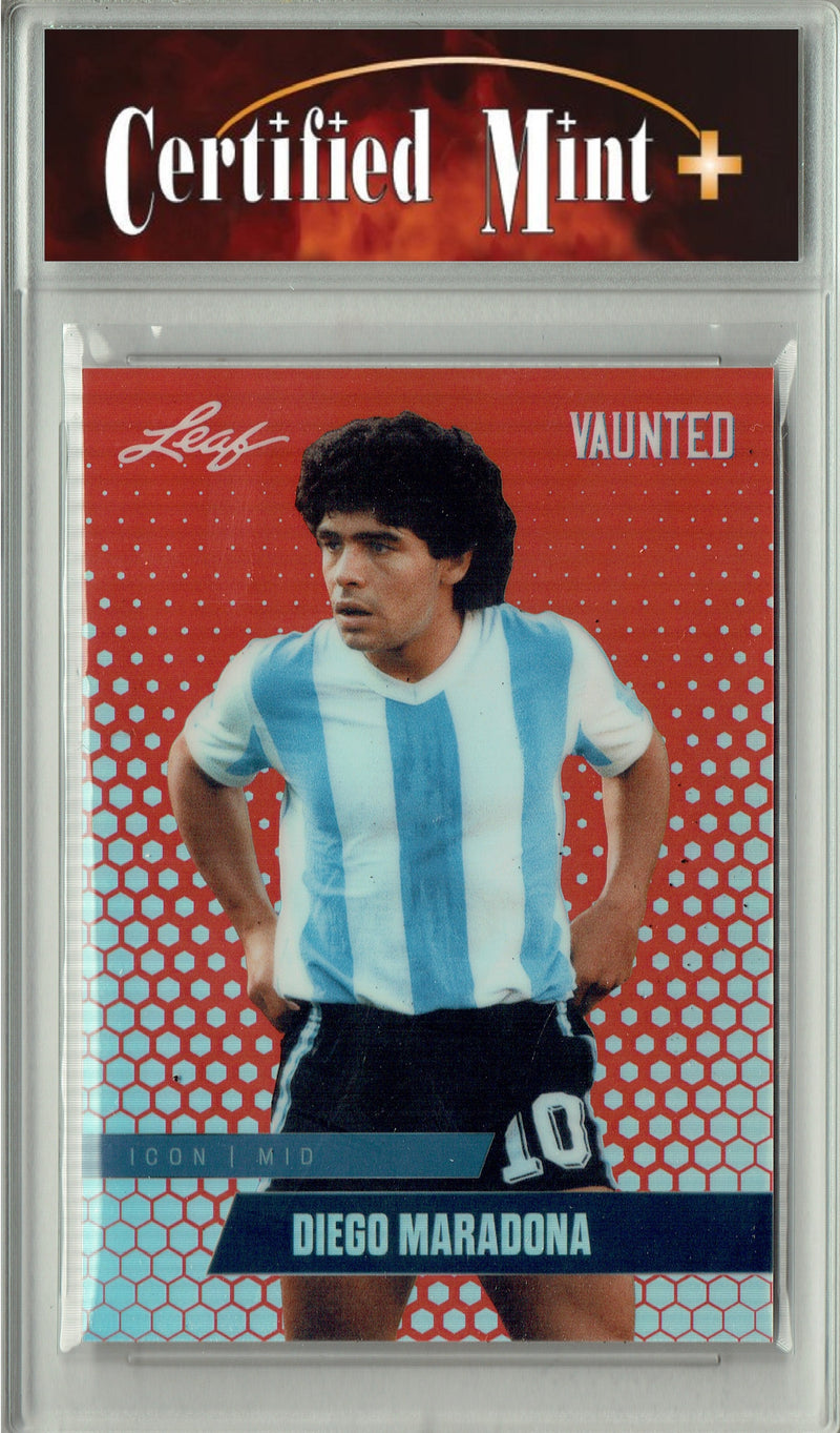 Certified Mint+ Diego Maradona 2025 Leaf Vaunted Metal #VM-02 Red #2 of 2 Made Rare Card Argentina